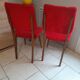 Paire de chaise moumoute vintage rouge pieds compas