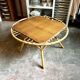 Wood and rattan coffee table, 1960s ⌀ 85 cm