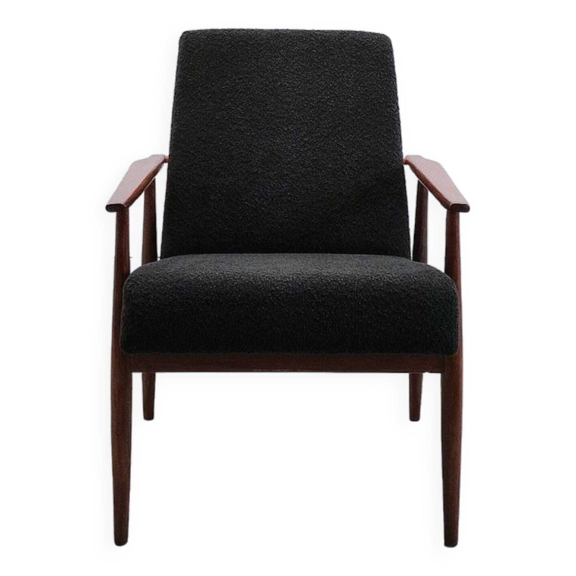 Henryk Lis armchair in black boucle 1960