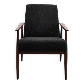 Henryk Lis armchair in black boucle 1960