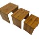 Tables d'appoint gigognes en bois de pin vintage, ensemble de 3