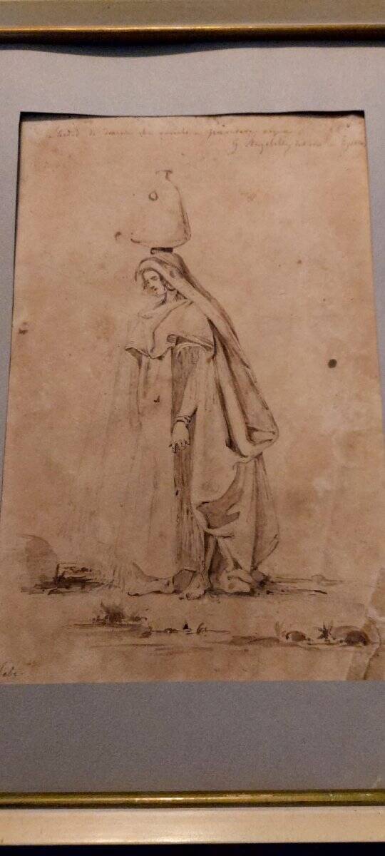 Giuseppe Angelelli 1803-1844. ink drawing on paper, study of women in Egypt