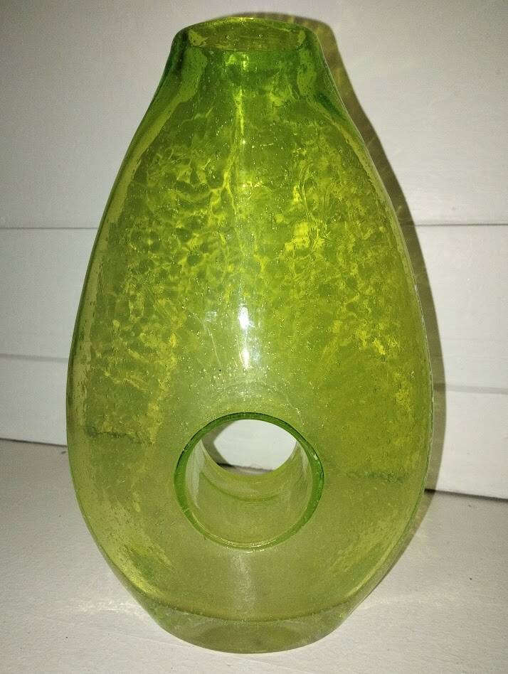 Chartreuse green blown glass vase – vintage handcrafted piece