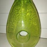 Chartreuse green blown glass vase – vintage handcrafted piece