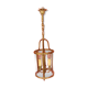 cylindrical bronze and glass vestibule lantern with 3 candle holders