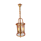 lanterne de vestibule cylindrique bronze et verre à 3 bougeoirs