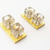 Set of two brass and murano glass ‘ice cube’ sconces by peill & putzler