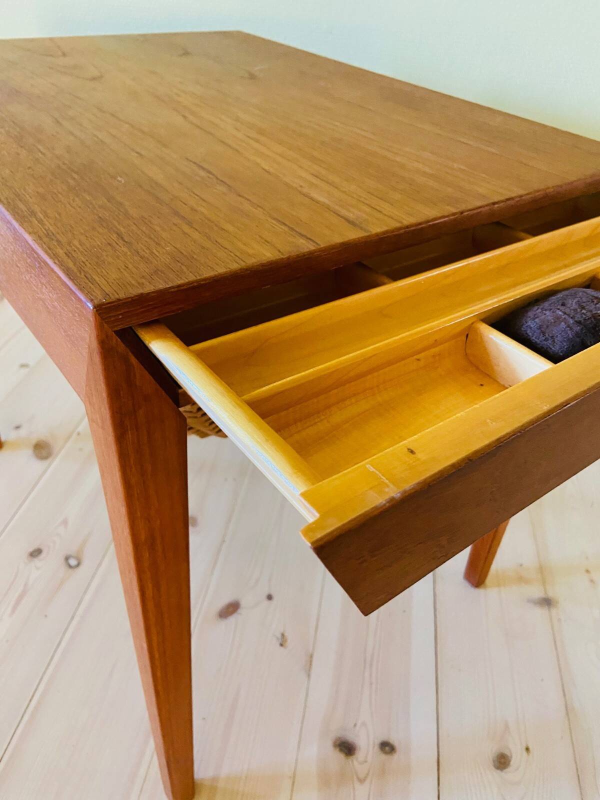 Vintage Danish teak sewing table by Severin Hansen for Haslev Furniture 1960