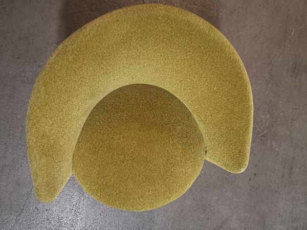 Fauteuil ound graphique moderniste velour epais jaune