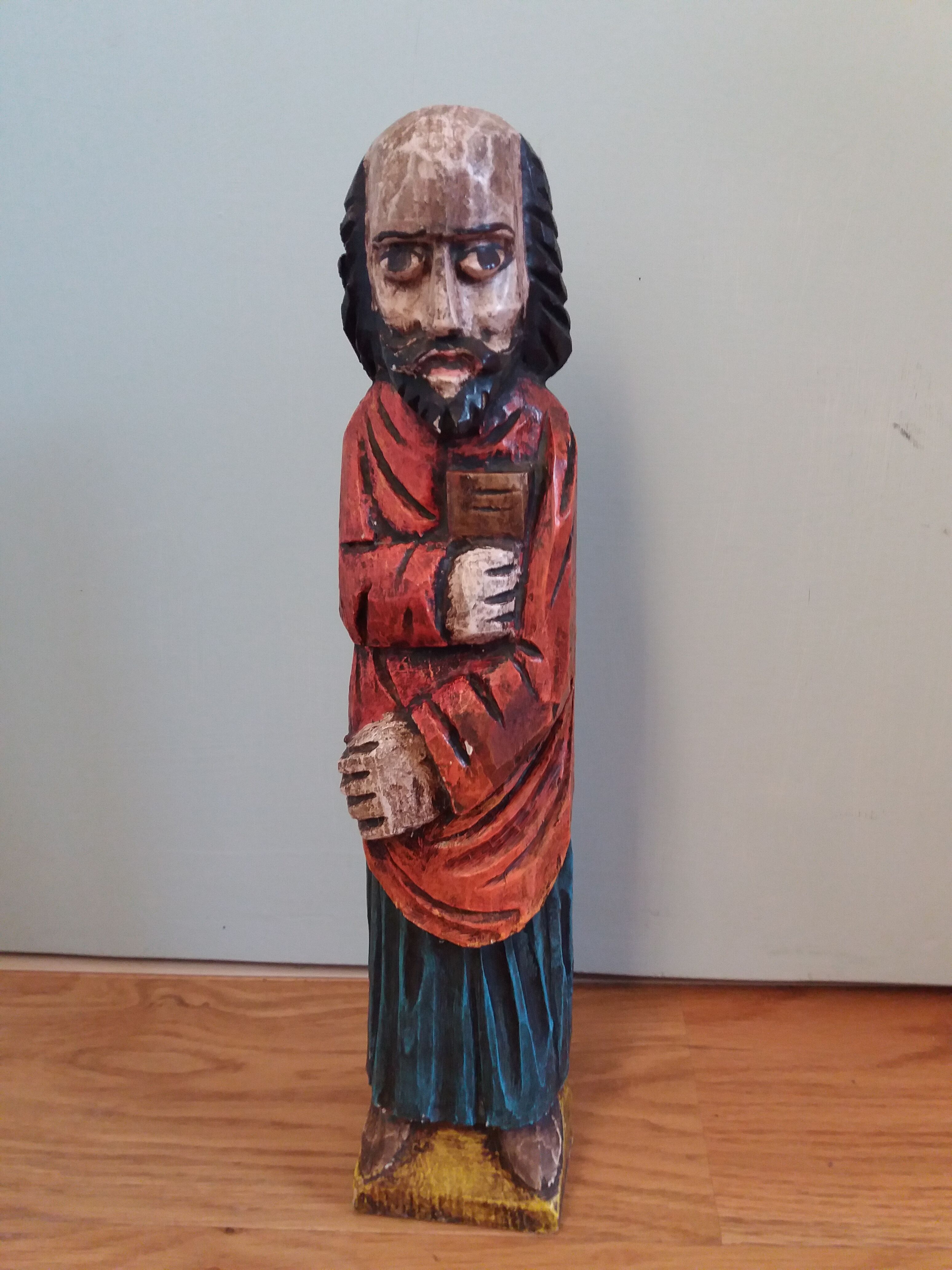 Religious statuette in painted wood