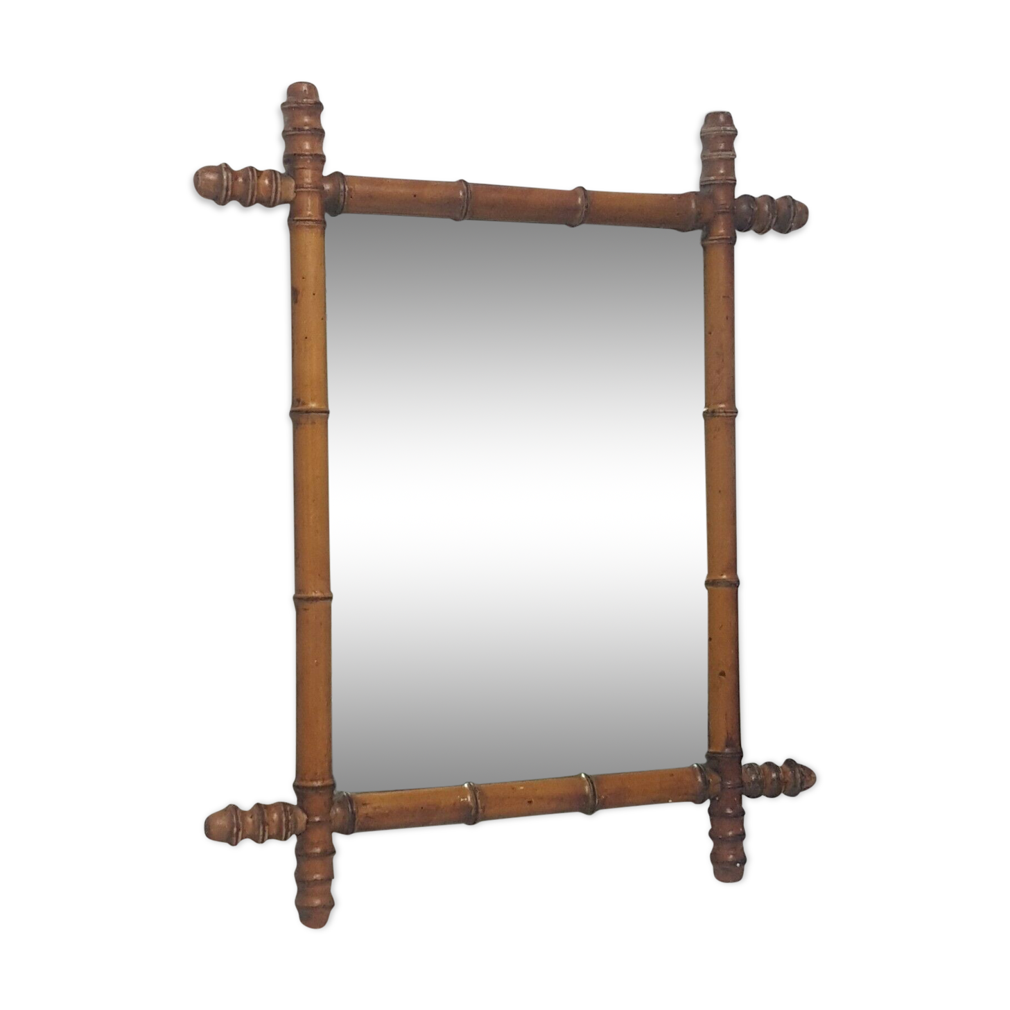 Mirror around wooden bamboo style 66x54 cm