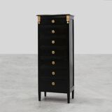 20th Century Louis XV-Style Black Lacquered Chest of Drawers with brass Mou