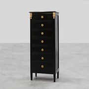 20th Century Louis XV-Style Black Lacquered Chest of Drawers with brass Mou