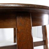 Strong Oak Brutalist Round extendable dining Table 1950s Mid-20th Century