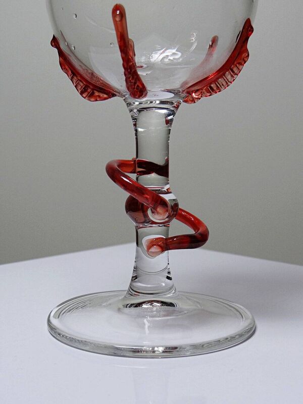 Vase soliflore en verre soufflé vénitien Murano décor Filigrana, Zanfirico, années 50-60