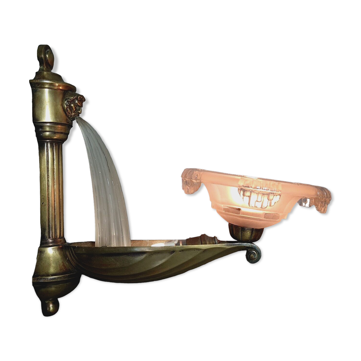 Art Deco bronze & glass wall lamp