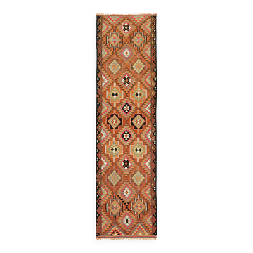 Turkish Handwoven Vintage Herki Kilim 86 cm x 303 cm
