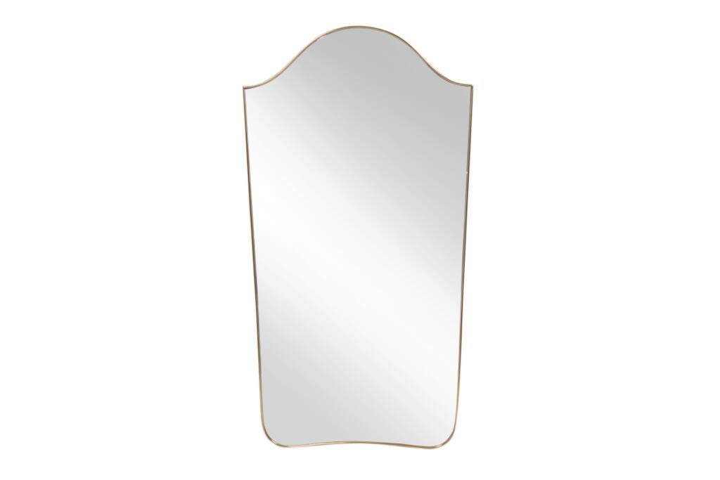 “Gendarme hat” mirror in gilded brass. 1960s.