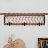 Metal and rattan coat rack