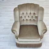 1970s, Danish armchair, original condition, furniture velour, beech wood.