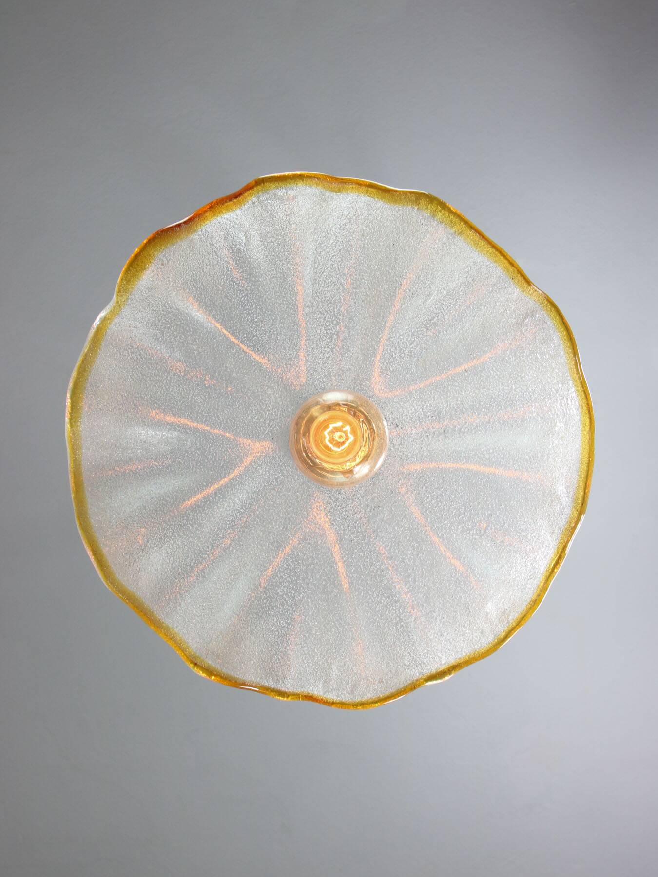 Mid-Century Italian Murano Glass and Brass Pendant Lamp