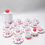 70s red polka dot porcelain coffee set