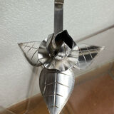 Silver-plated metal flower candle holder