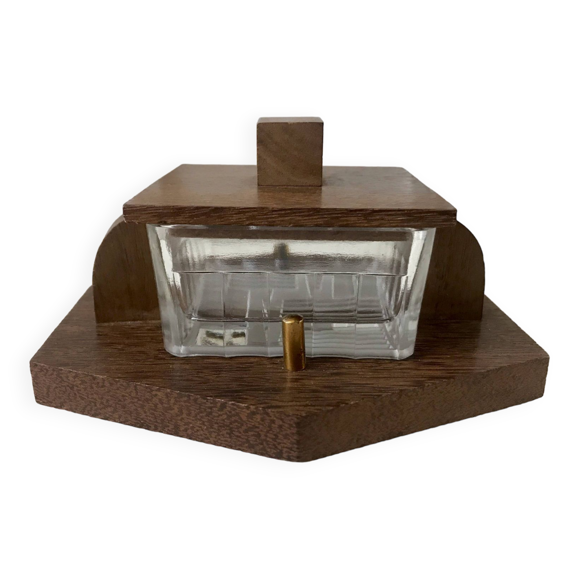 small art deco box in wood and molded glass from the 1930s
