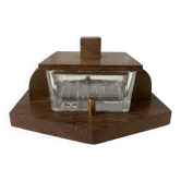 small art deco box in wood and molded glass from the 1930s