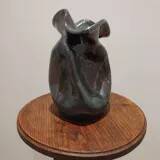 Signed enameled vase with asymmetrical free form