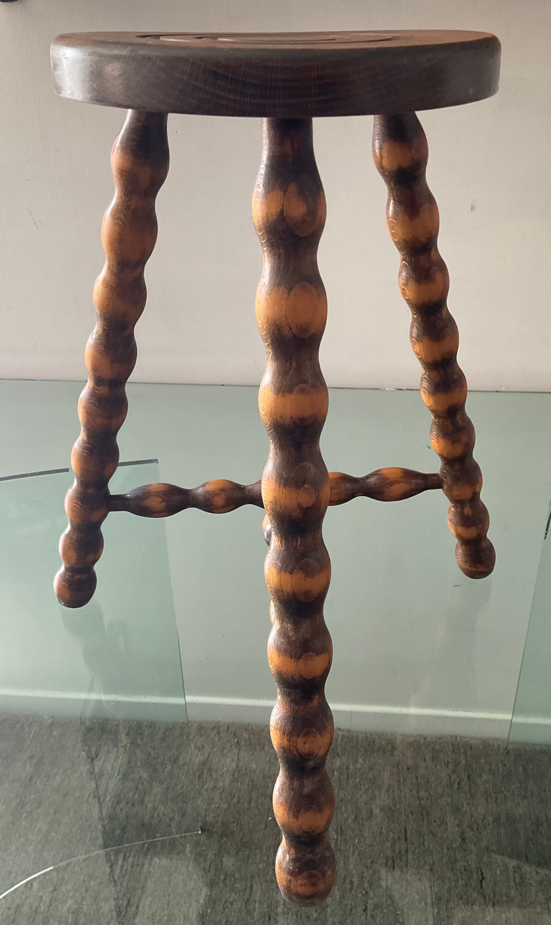 Vintage wooden tripod stool