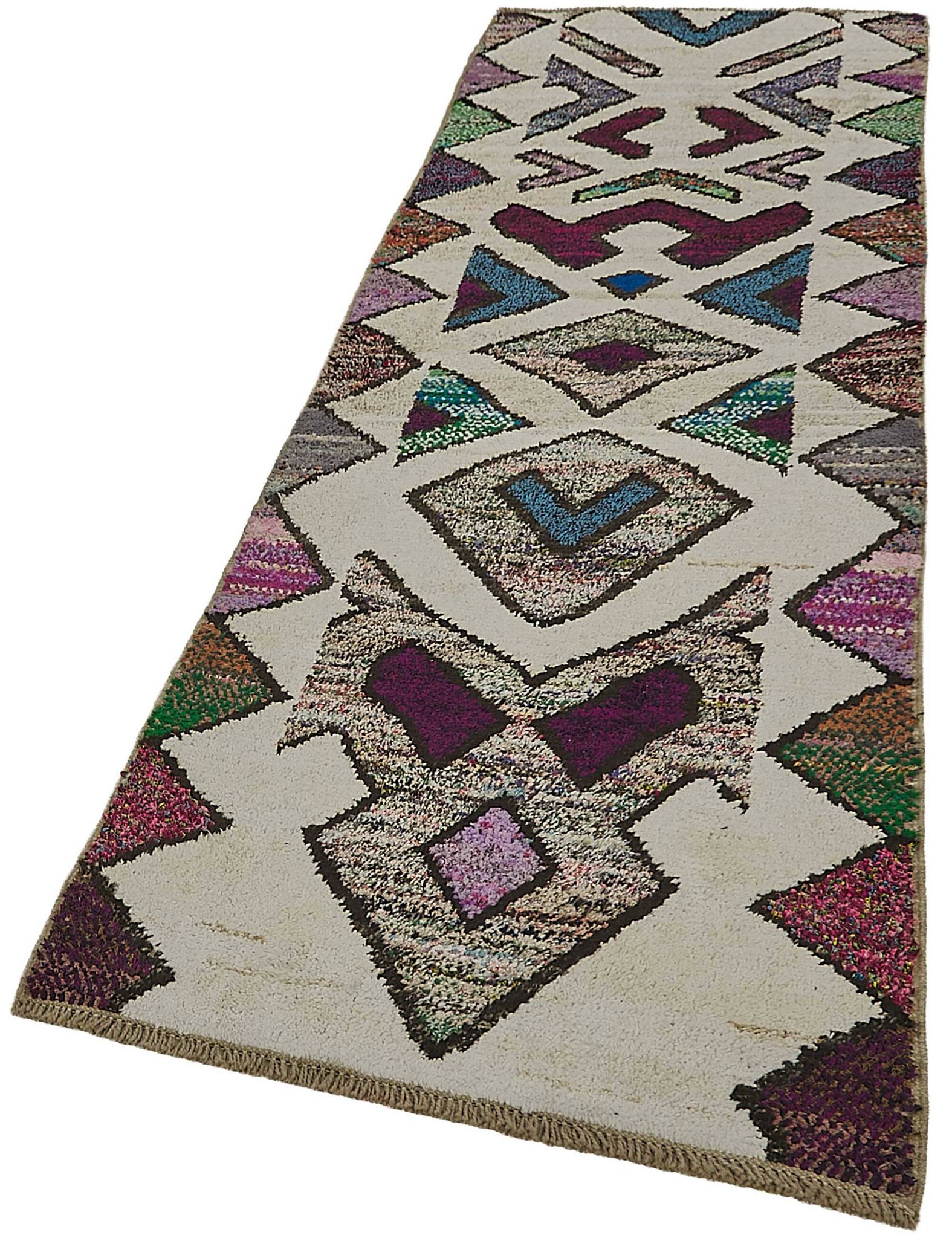 Handwoven Turkish Recycled Boho Rug 92 cm x 293 cm