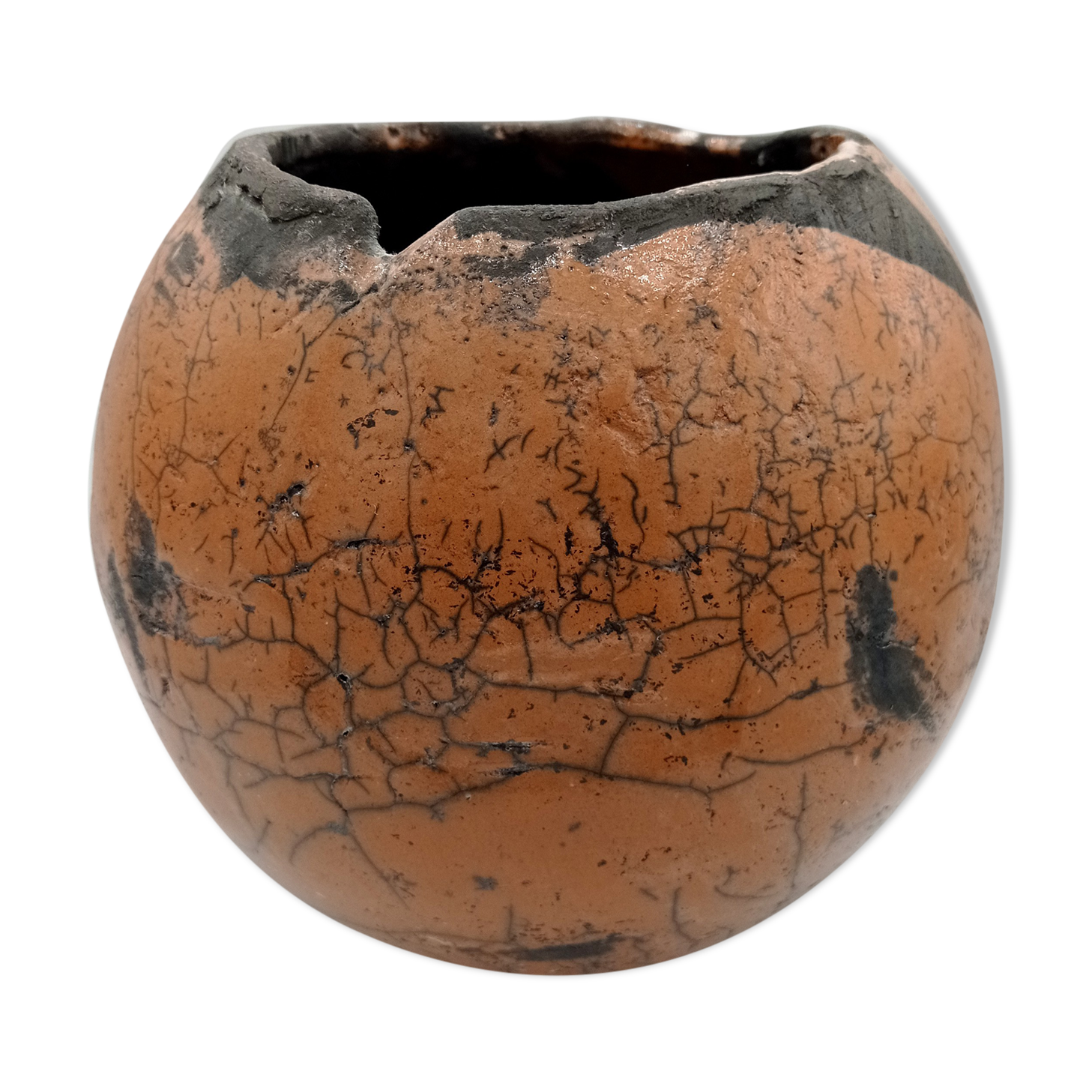 Raku ball vase