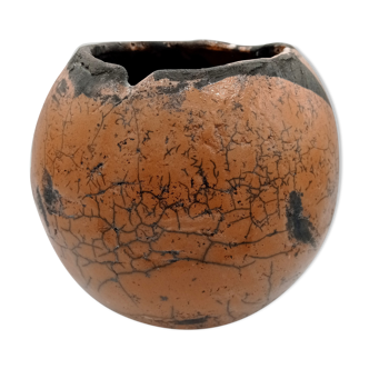 Raku ball vase