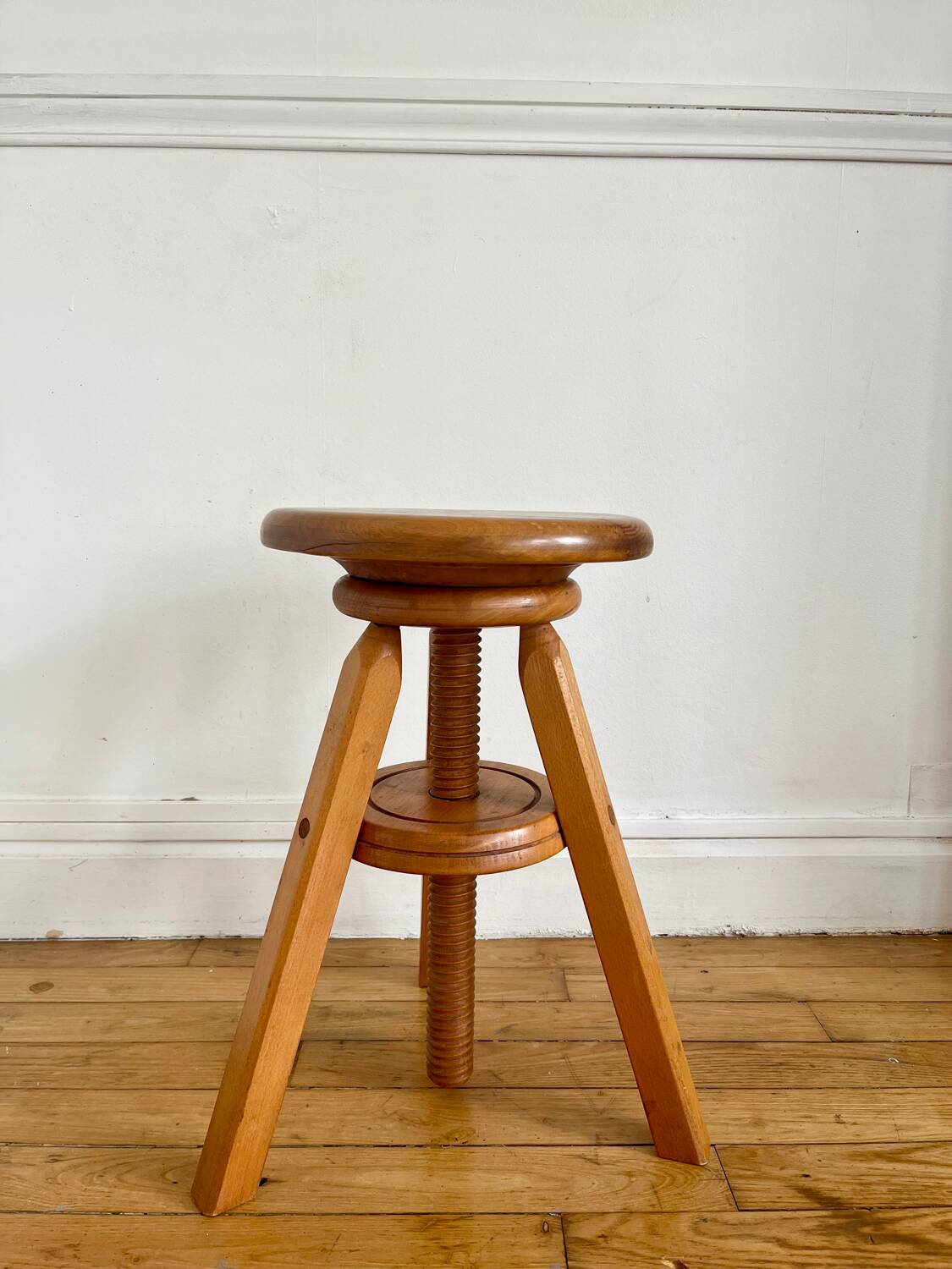 Pair of solid wood screw stools