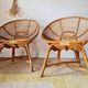 Pair of vintage basket chairs in rattan – Riviera style 1960