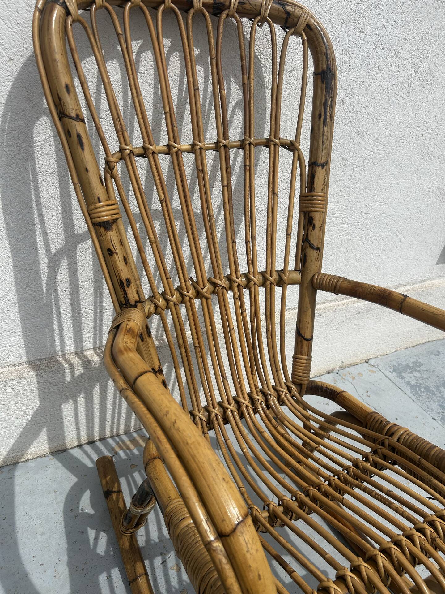 Vintage rocking chair in rattan – 1960s/70s