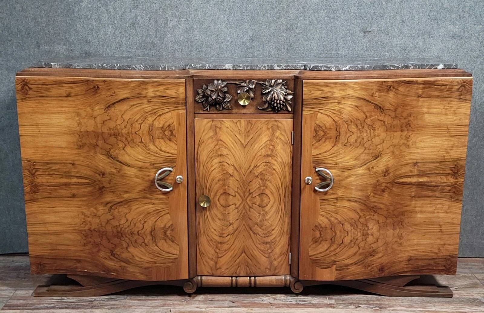 Buffet en enfilade époque Art Déco en ronce de noyer vers 1930