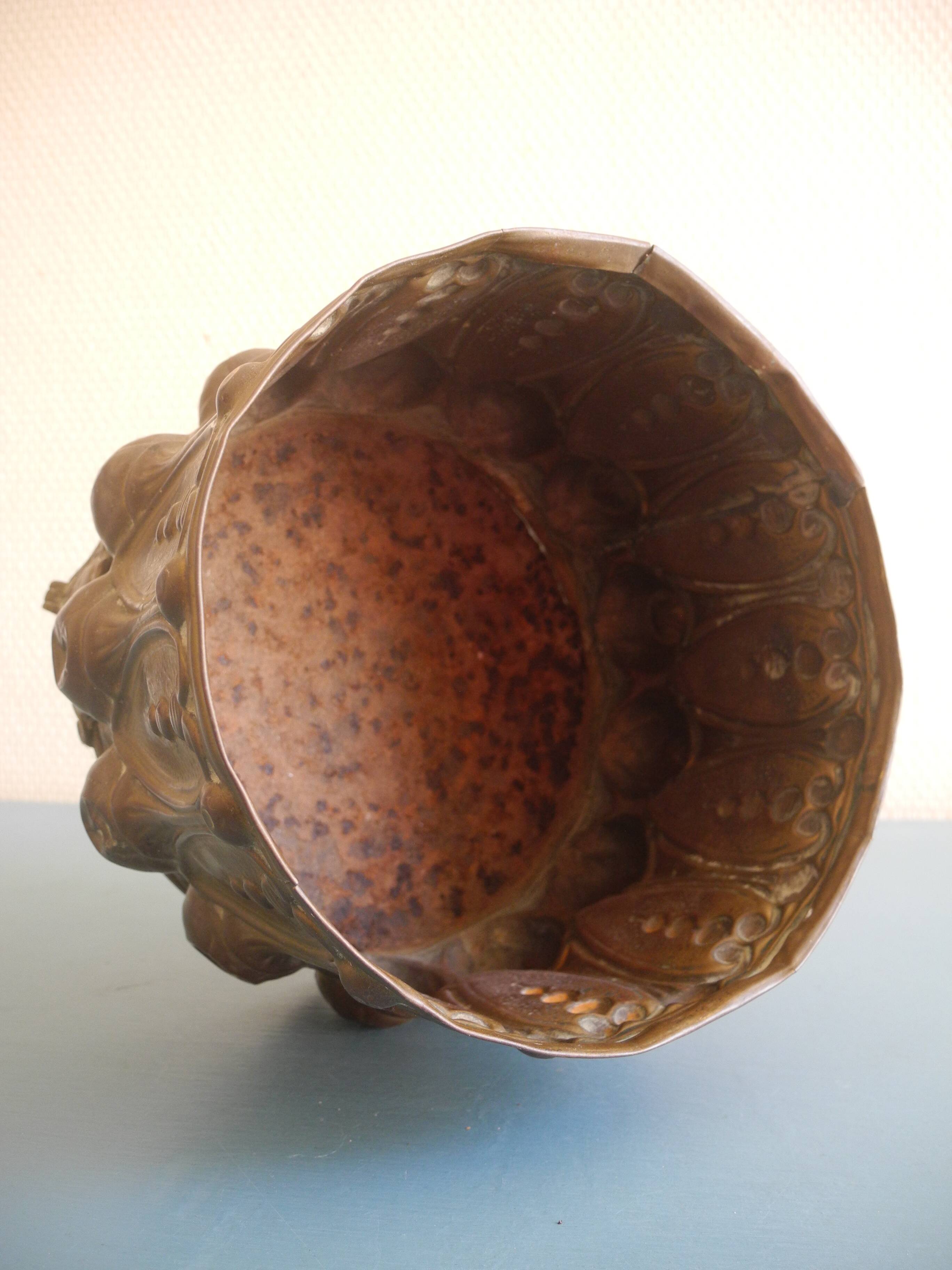 brass cache pot antique decorative planter flower pot