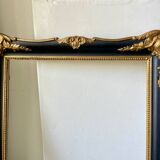 Cadre ancien Bordures noires et dorées sur bois 51 x 35,5 cm