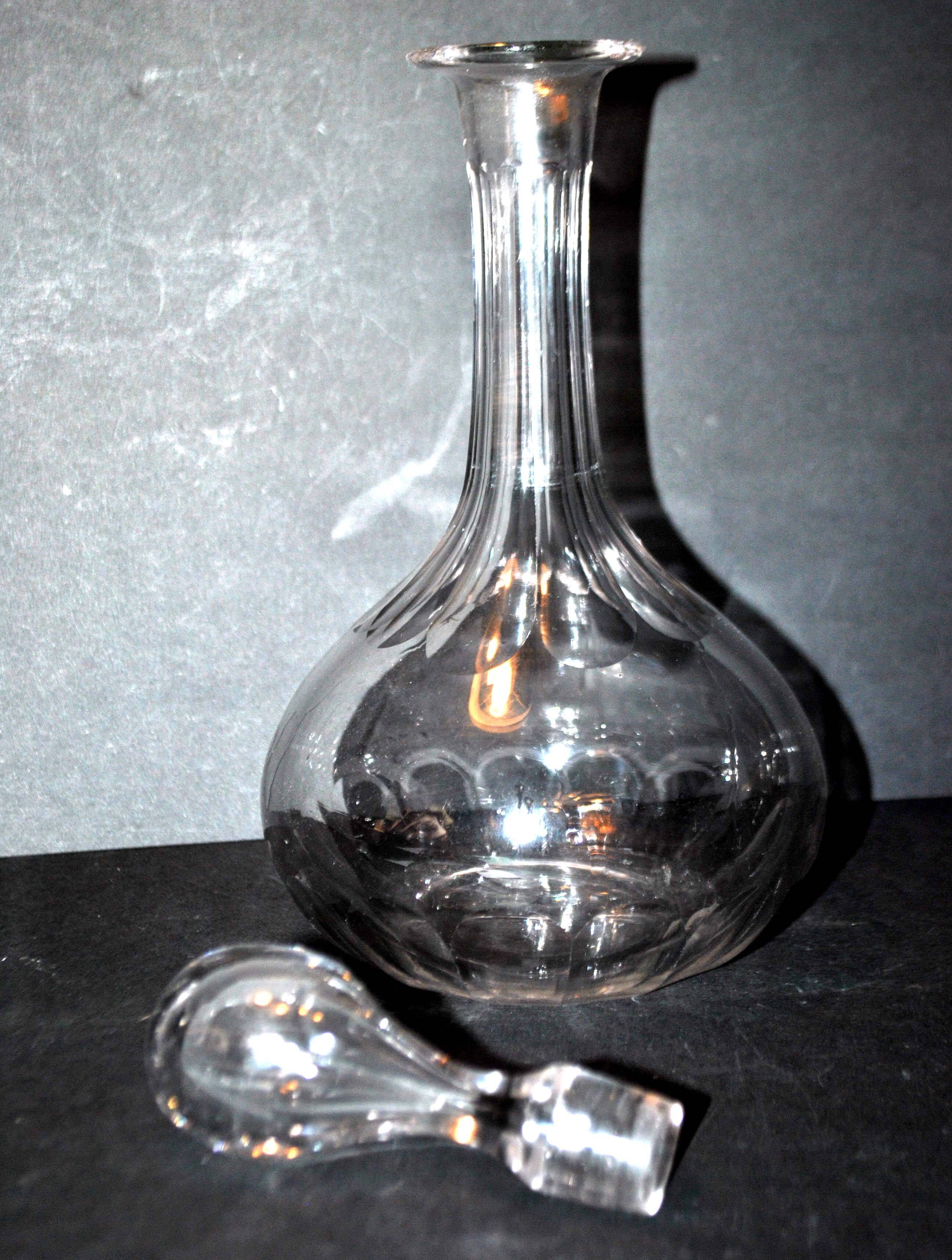 Old baccarat crystal carafe - 1907 catalog gondola shape with flat ribs 21cm