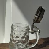 Alsatian beer mug with figurative pewter lid
