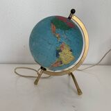 Vintage 1970s Taride tripod globe with gilded glass world map - 23 cm