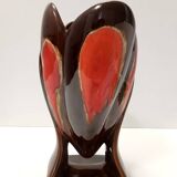Handmade Orange and Brown Glazed Vallauris Ceramic Vase, France