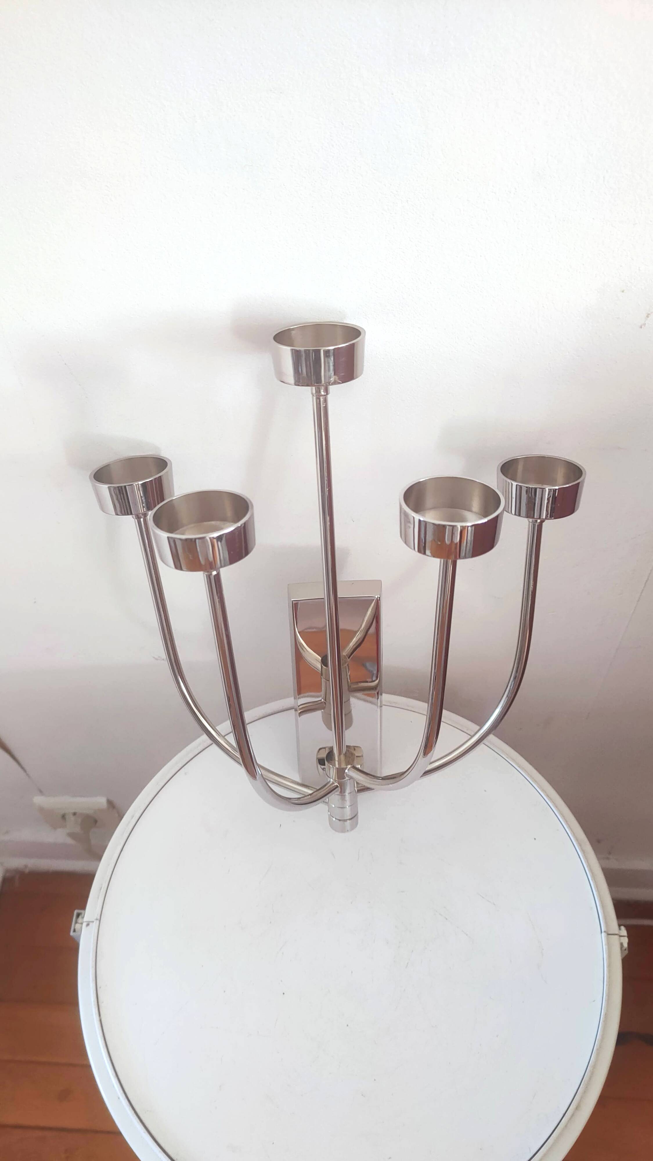 5-branched vintage candle holder wall light, Klein model for Habitat