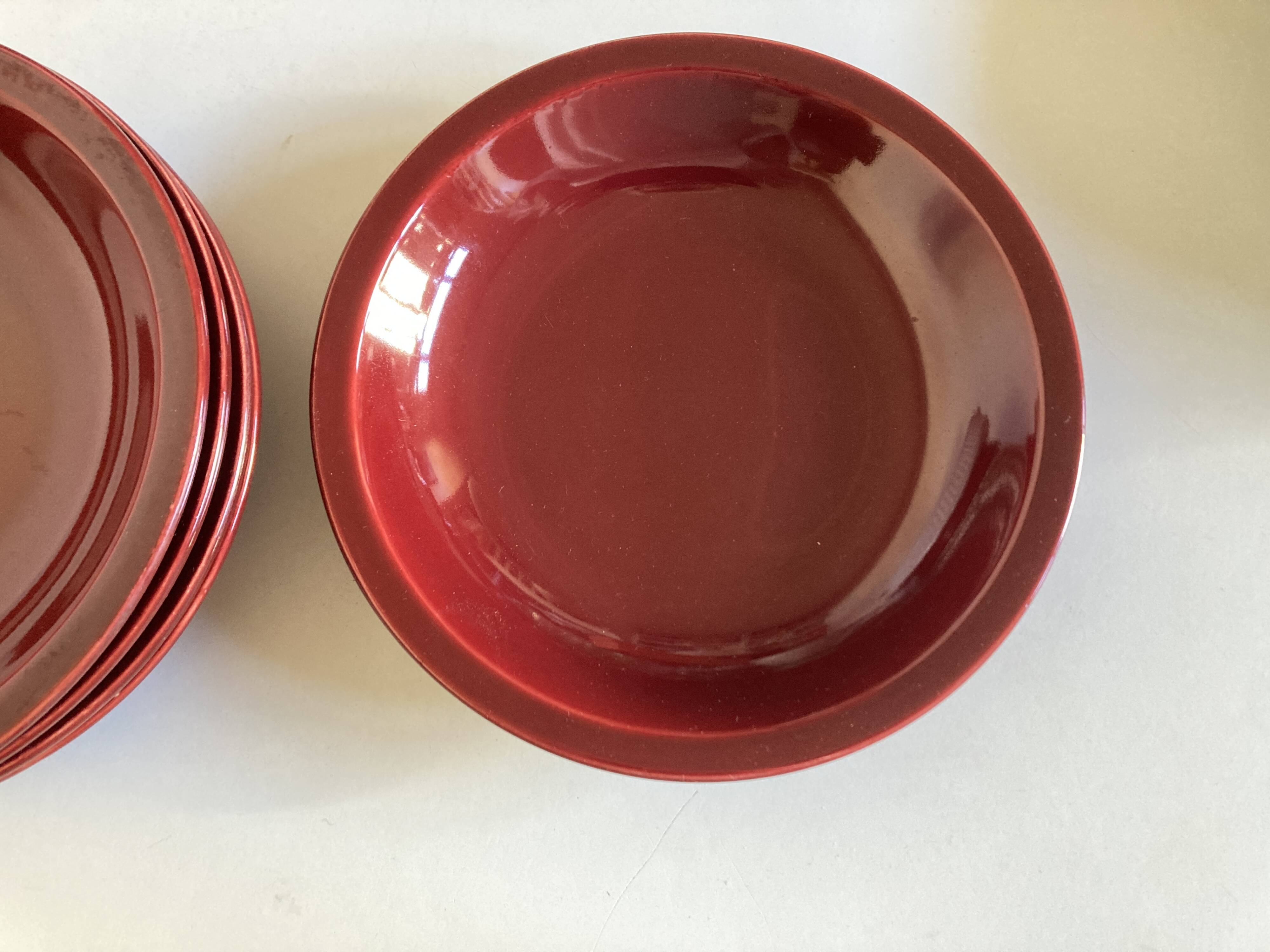 Set de 5 assiettes calotte mid century faience de Longchamp 1970