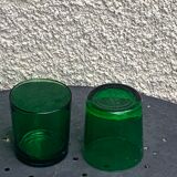 8 glasses of water or wine, straight, in green glass, cups, stamps chantovent vin de pays france