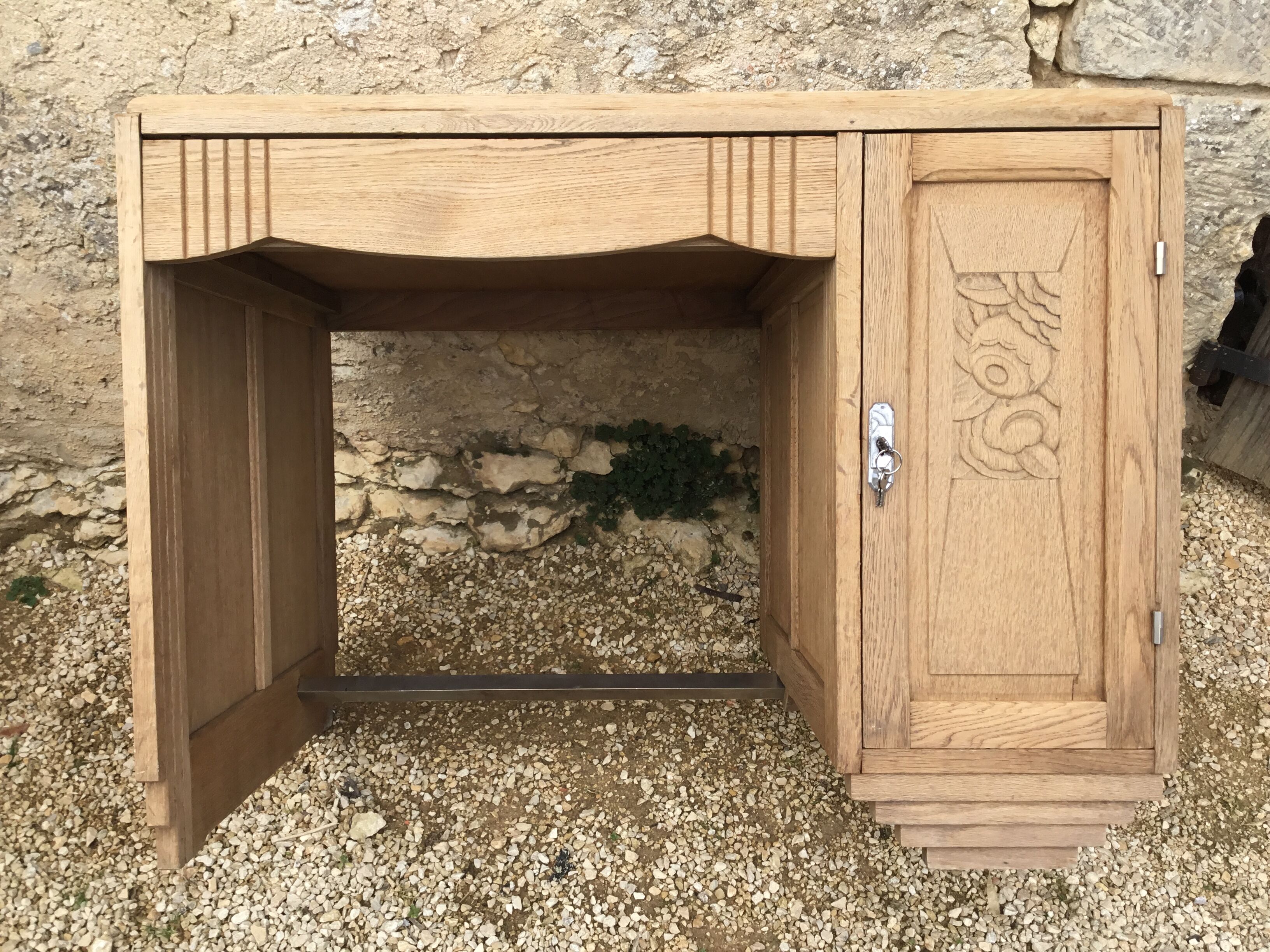 1940s oak desk pickled