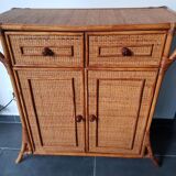 Commode en rotin cannage et bambou