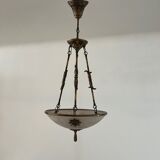 Suspension en laiton et verre dépoli